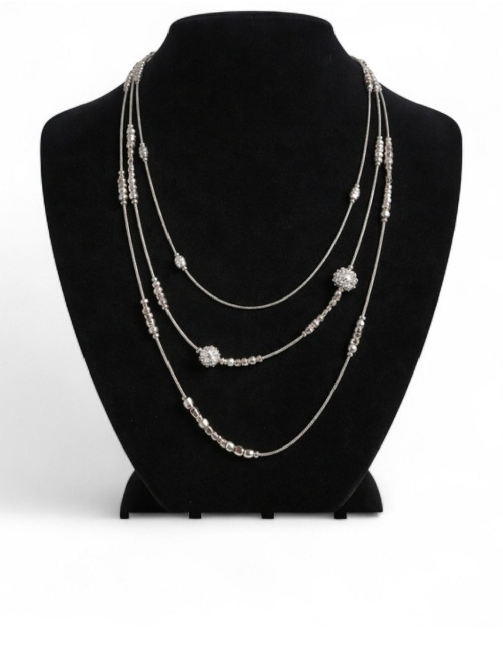 Chico’s Silver Hexie Multistrand Necklace NWT